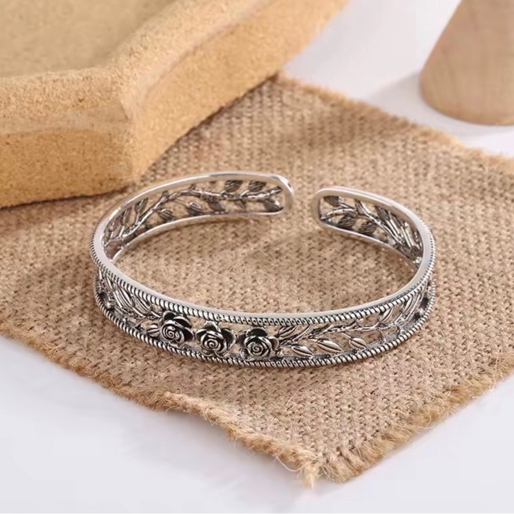 Sterling Silver Floral Cuff Bracelet